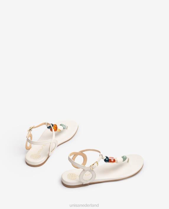 Unisa 02B0112 teen-post sandaal met trim vrouwen wit