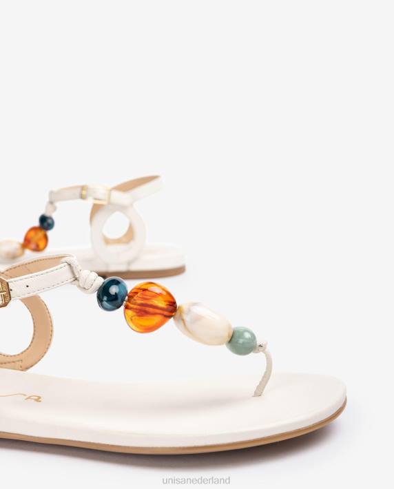 Unisa 02B0112 teen-post sandaal met trim vrouwen wit