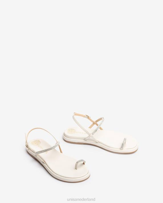 Unisa 02B01313 platte lederen teen-post sandaal vrouwen wit