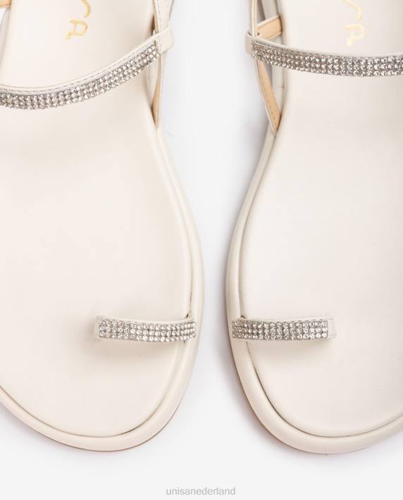 Unisa 02B01313 platte lederen teen-post sandaal vrouwen wit