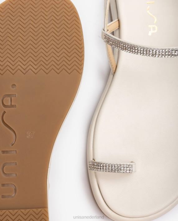 Unisa 02B01313 platte lederen teen-post sandaal vrouwen wit