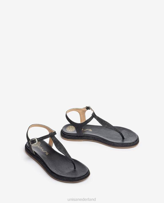 Unisa 02B026 Teenslipper van glanzende stof vrouwen zwart