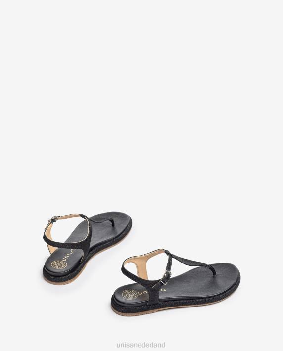 Unisa 02B026 Teenslipper van glanzende stof vrouwen zwart