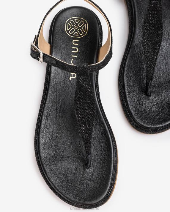 Unisa 02B026 Teenslipper van glanzende stof vrouwen zwart