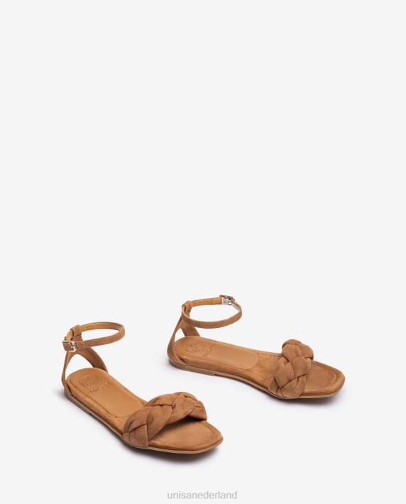 Unisa 02B0316 sandaal met een gevlochten vamp vrouwen bruin