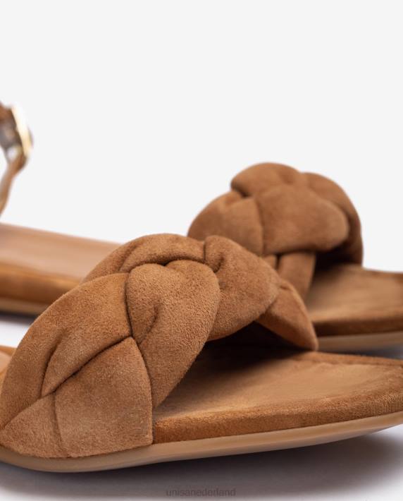 Unisa 02B0316 sandaal met een gevlochten vamp vrouwen bruin