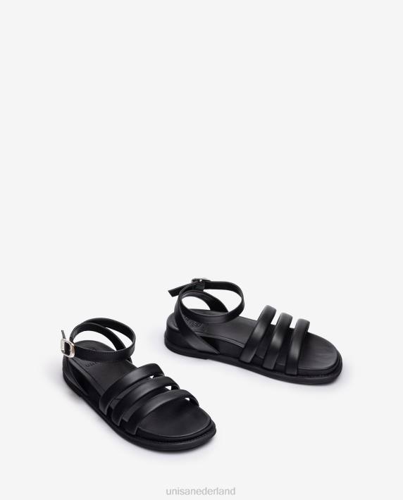 Unisa 02B0356 sandaal met bijpassende zool vrouwen zwart