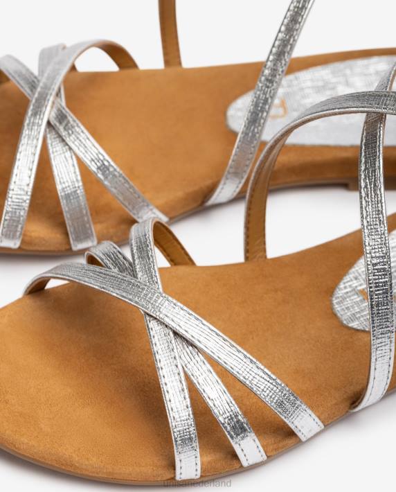 Unisa 02B0391 platte sandalen van gemetalliseerd leer vrouwen zilver