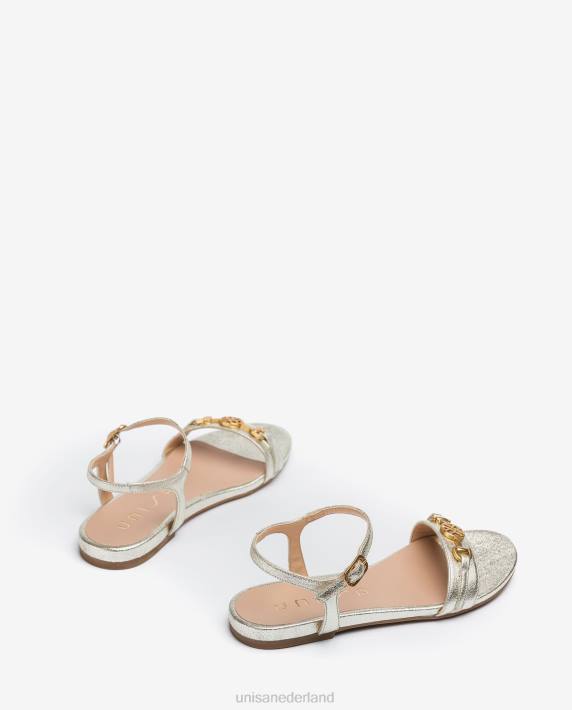 Unisa 02B0421 Leren platte sandalen met glanzend effect vrouwen mode