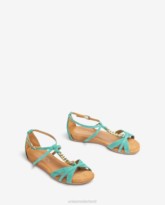 Unisa 02B048 platte sandaal met ketting vrouwen groente