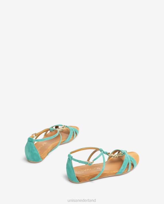 Unisa 02B048 platte sandaal met ketting vrouwen groente