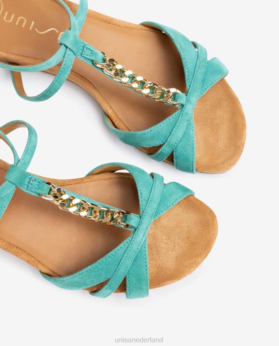 Unisa 02B048 platte sandaal met ketting vrouwen groente