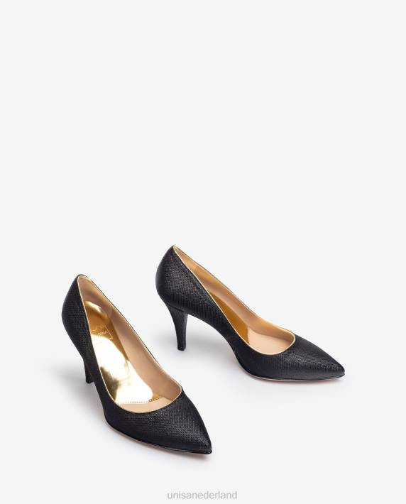 Unisa 02B01323 pomp gemaakt in raffia vrouwen zwart