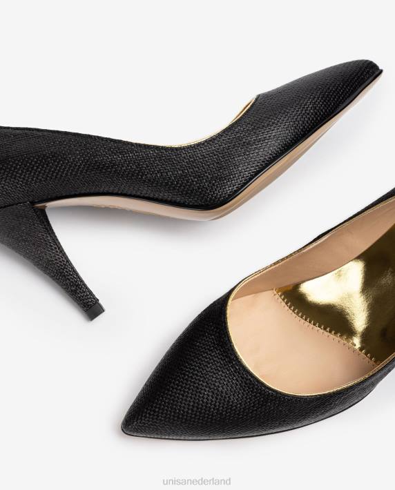 Unisa 02B01323 pomp gemaakt in raffia vrouwen zwart