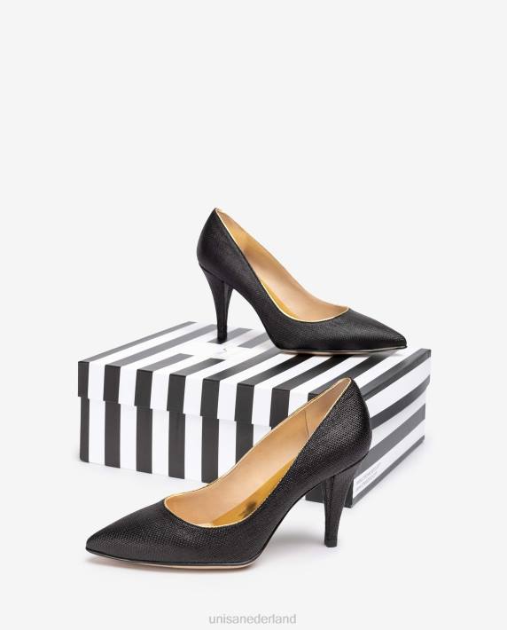 Unisa 02B01323 pomp gemaakt in raffia vrouwen zwart