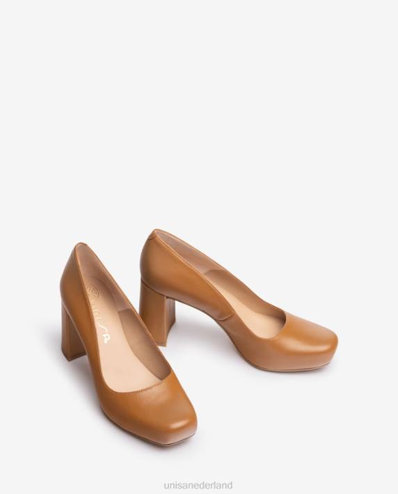 Unisa 02B0563 pump met vierkante neus en een plateau vrouwen bruin