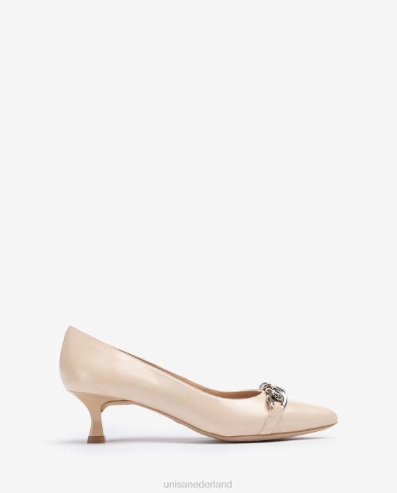 Unisa 02B0583 leren pump met ketting vrouwen beige
