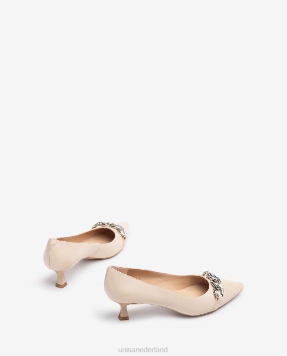 Unisa 02B0583 leren pump met ketting vrouwen beige