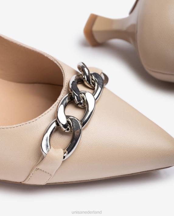 Unisa 02B0583 leren pump met ketting vrouwen beige