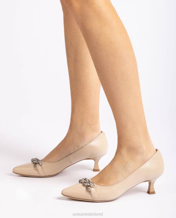 Unisa 02B0583 leren pump met ketting vrouwen beige