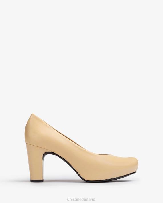 Unisa 02B0585 leren pumps stikseldetail vrouwen beige