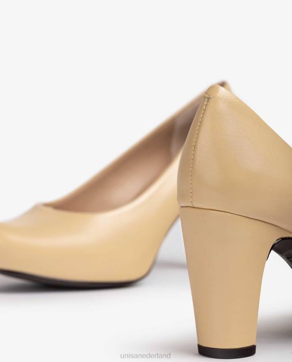 Unisa 02B0585 leren pumps stikseldetail vrouwen beige