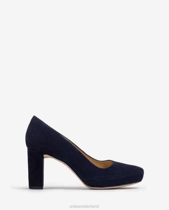 Unisa 02B0591 pump met vierkante neus en stiksels vrouwen blauw
