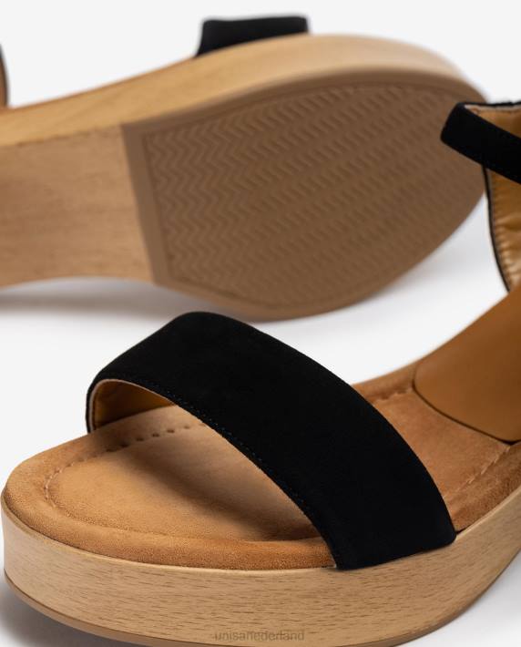 Unisa 02B0127 lage blokhak sandaal vrouwen zwart