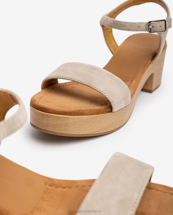 Unisa 02B0129 lage blokhak sandaal vrouwen beige