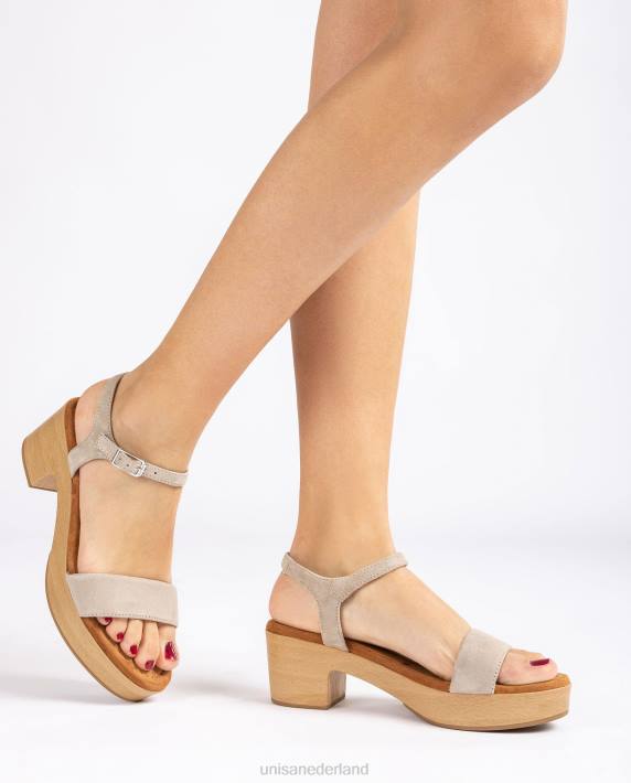 Unisa 02B0129 lage blokhak sandaal vrouwen beige