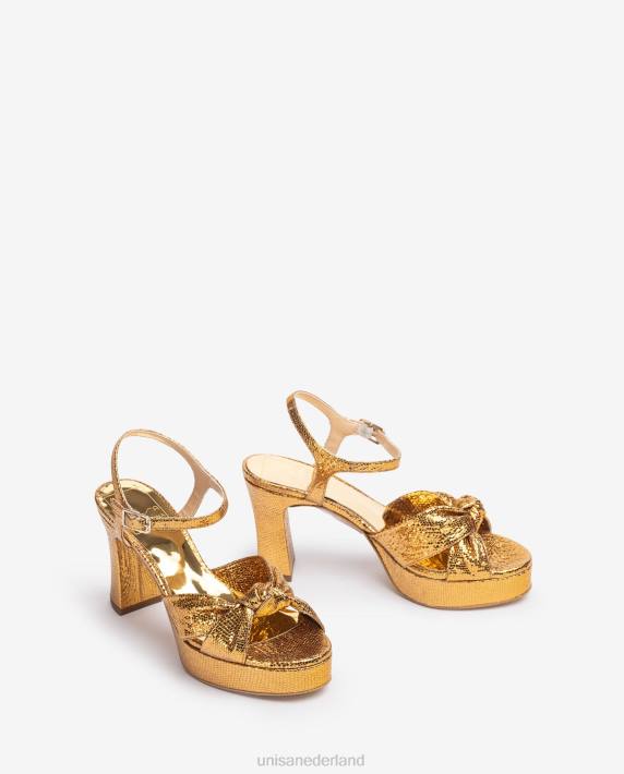 Unisa 02B01308 sandaal met geknoopte bandjes vrouwen goud
