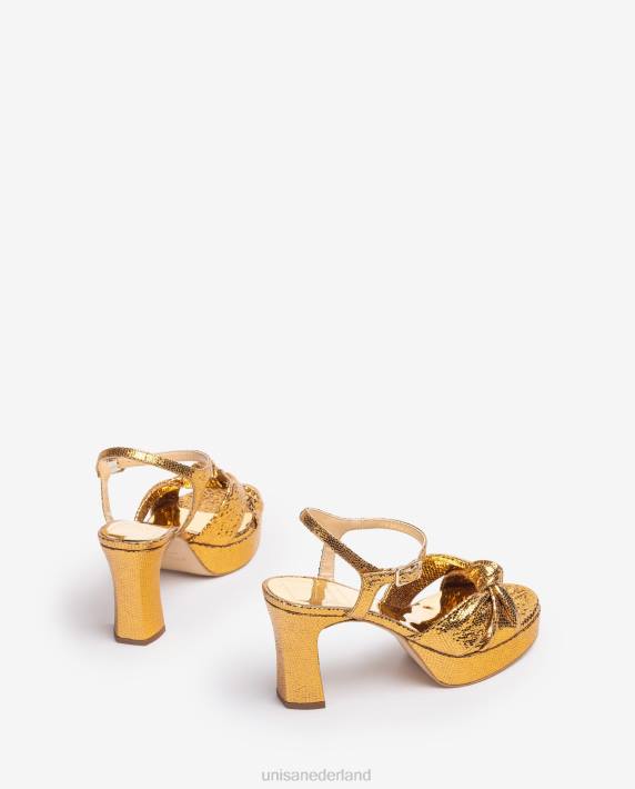 Unisa 02B01308 sandaal met geknoopte bandjes vrouwen goud