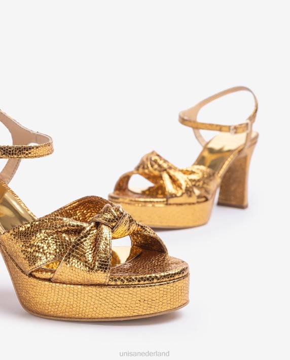 Unisa 02B01308 sandaal met geknoopte bandjes vrouwen goud