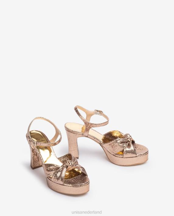 Unisa 02B01309 sandaal met geknoopte bandjes vrouwen bronzen