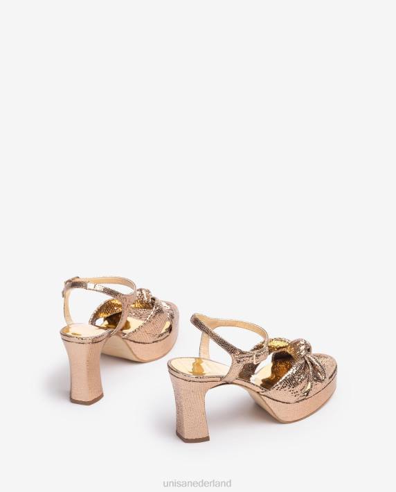 Unisa 02B01309 sandaal met geknoopte bandjes vrouwen bronzen