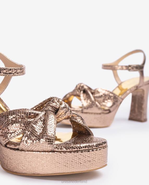 Unisa 02B01309 sandaal met geknoopte bandjes vrouwen bronzen
