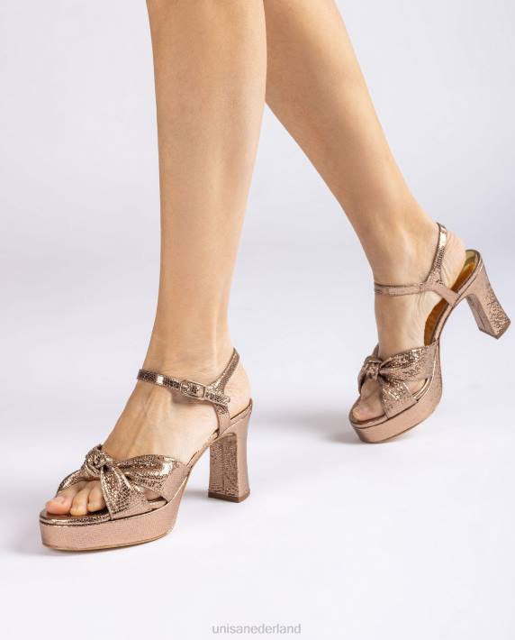 Unisa 02B01309 sandaal met geknoopte bandjes vrouwen bronzen
