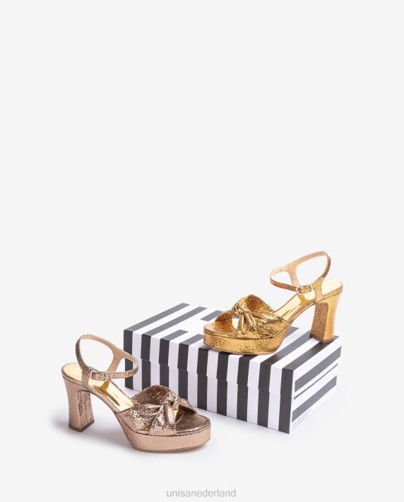 Unisa 02B01309 sandaal met geknoopte bandjes vrouwen bronzen