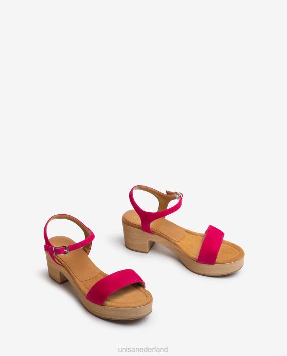 Unisa 02B0130 lage blokhak sandaal vrouwen roze