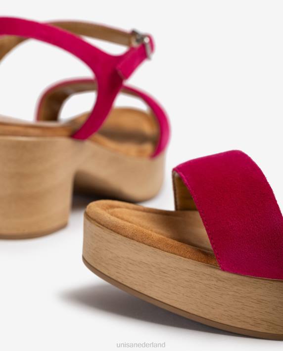 Unisa 02B0130 lage blokhak sandaal vrouwen roze