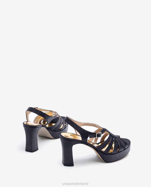Unisa 02B01310 sandaal gemaakt in raffia vrouwen zwart