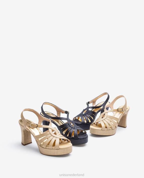 Unisa 02B01310 sandaal gemaakt in raffia vrouwen zwart