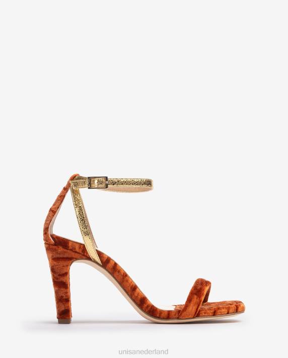 Unisa 02B01317 fluwelen sandaal vrouwen oranje