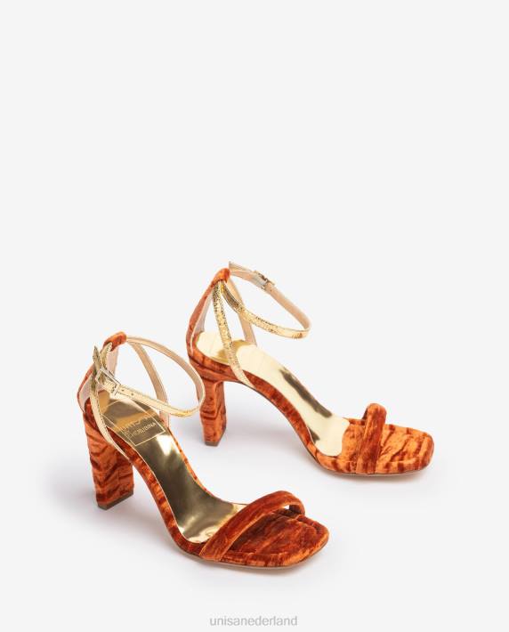 Unisa 02B01317 fluwelen sandaal vrouwen oranje