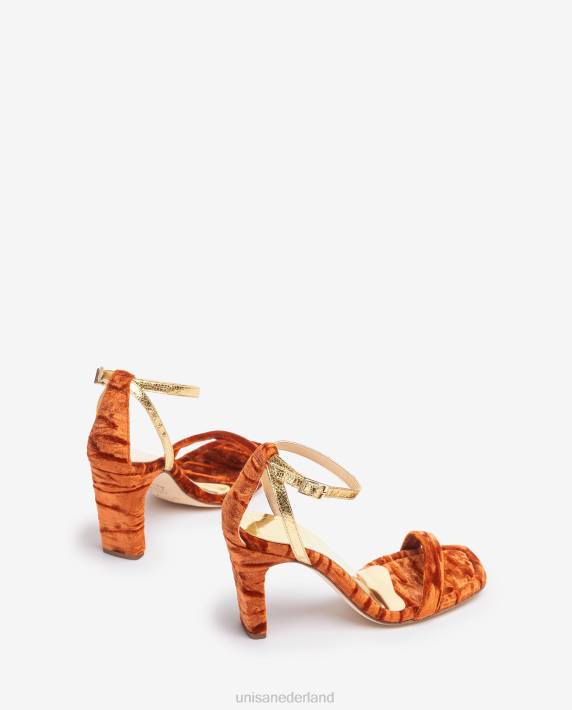 Unisa 02B01317 fluwelen sandaal vrouwen oranje