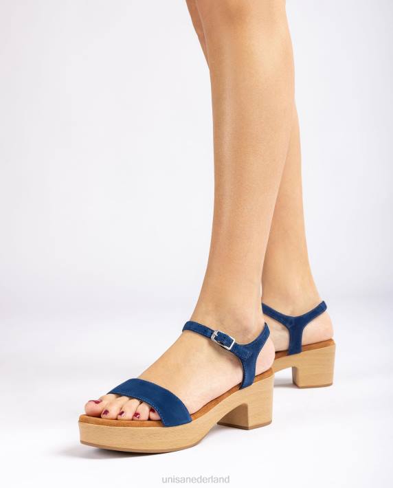 Unisa 02B0131 lage blokhak sandaal vrouwen blauw