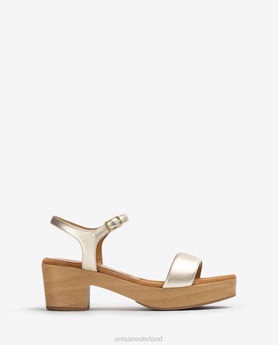 Unisa 02B0133 lage blokhak sandaal vrouwen goud