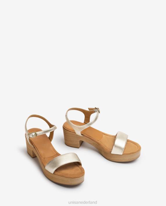 Unisa 02B0133 lage blokhak sandaal vrouwen goud