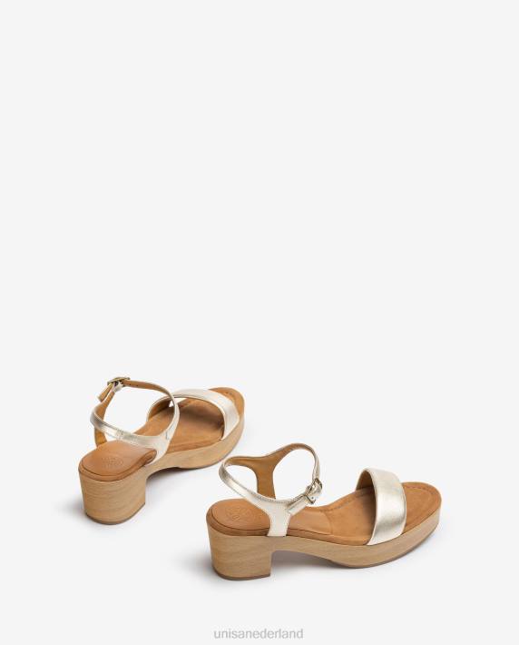 Unisa 02B0133 lage blokhak sandaal vrouwen goud