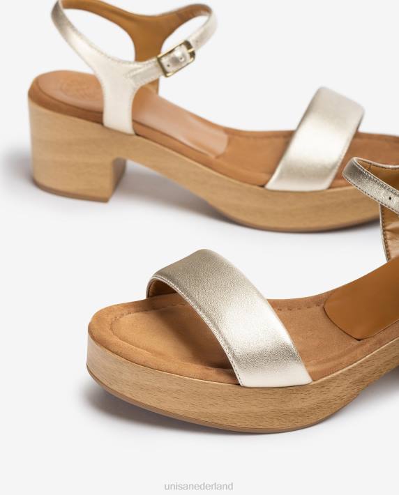 Unisa 02B0133 lage blokhak sandaal vrouwen goud